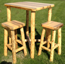 Live Edge Log Pub Table & Live Edge Bar Stools